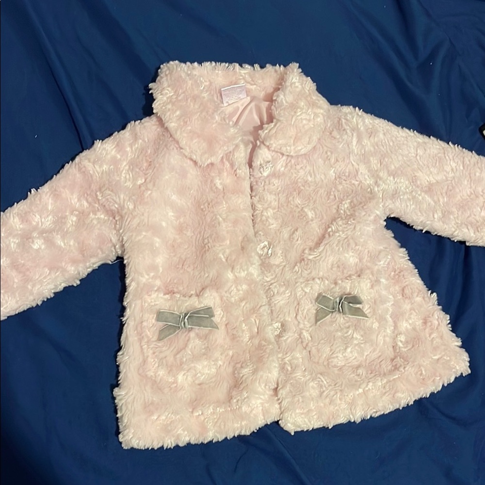 Kids Pink Faux Fur Coat